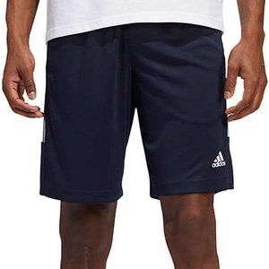 Adidas Men’s Active 3 Stripe Shorts Zipper Pockets LARGE, Navy Blue L